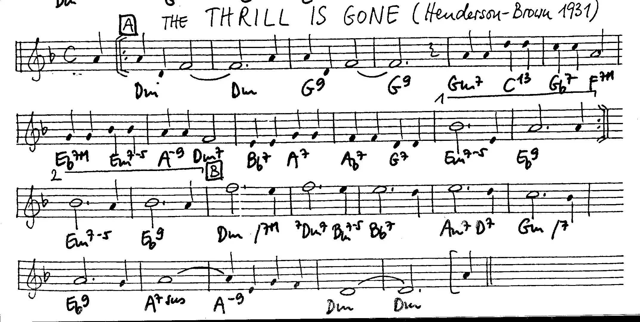 the thrill is gone free jazz leadsheet - Courtesy of the Jungle Jazz Band